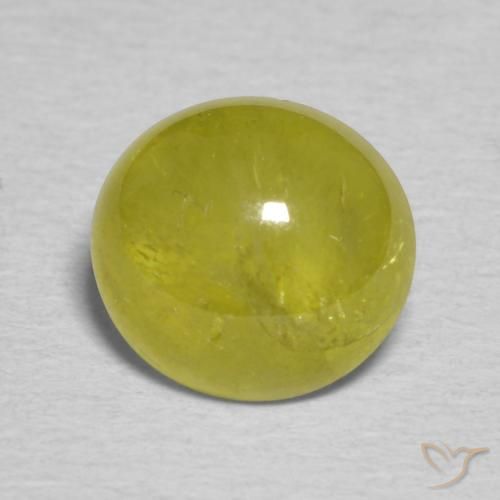 2.17 ct Green Sphene Gemstone, Sphene Gem in Oval Cabochon Shape for Sale.