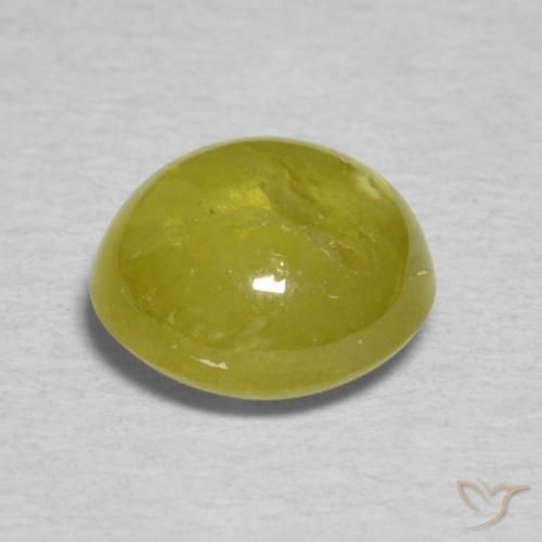 Sphene Gemstone in 7.6 x 7.1 mm Size for Sale, Sphene Stone in Warm Forest Green Color