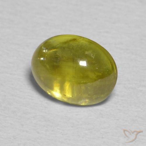 0.87 ct Green Sphene Stone, Natural Sphene in Oval Cabochon Shape for Sale
