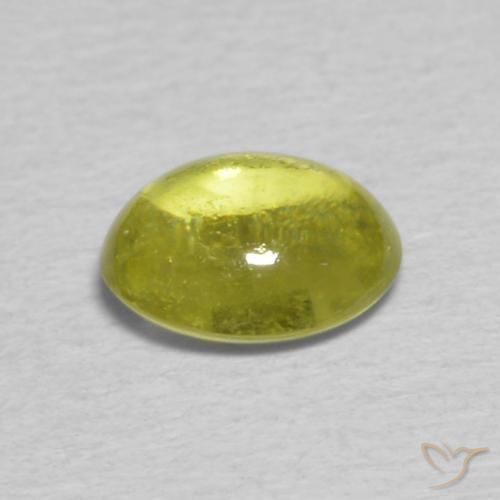Sphene Gemstone in 6 x 4.9 mm Size for Sale, Sphene Stone in Warm Earthy Green Color