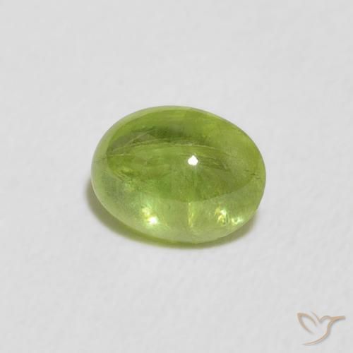 0.85 ct Green Sphene Stone, Natural Sphene in Oval Cabochon Shape for Sale