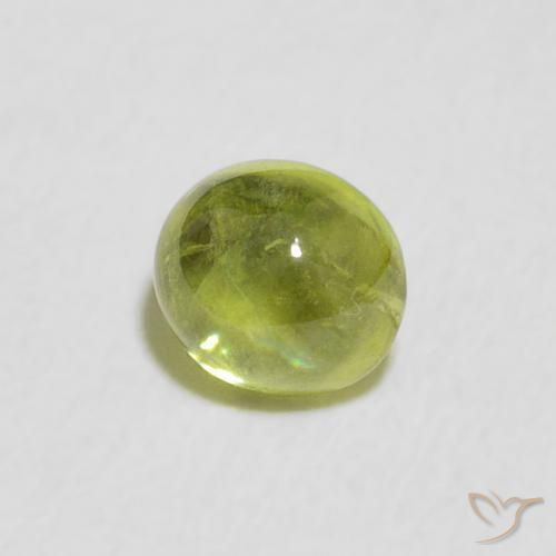 0.67 ct Green Sphene Stone, Natural Sphene in Oval Cabochon Shape for Sale