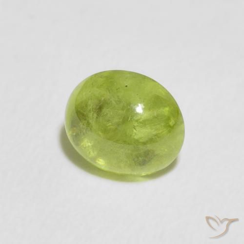 0.65 ct Green Sphene Stone, Natural Sphene in Oval Cabochon Shape for Sale