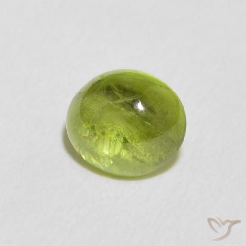 1.23 ct Green Sphene Stone, Natural Sphene in Oval Cabochon Shape for Sale