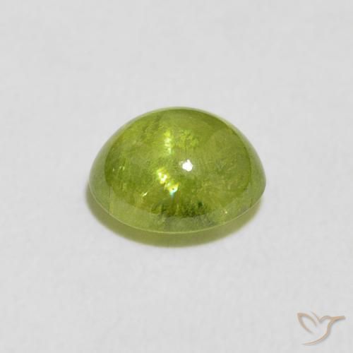 Sphene Gemstone in 6.6 x 5.7 mm Size for Sale, Sphene Stone in Bright Green Color