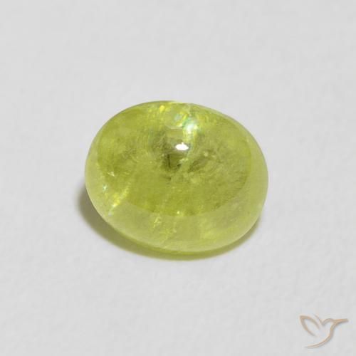1.23 ct Green Sphene Stone, Natural Sphene in Oval Cabochon Shape for Sale