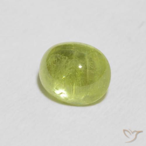 1.39 ct Green Sphene Stone, Natural Sphene in Oval Cabochon Shape for Sale