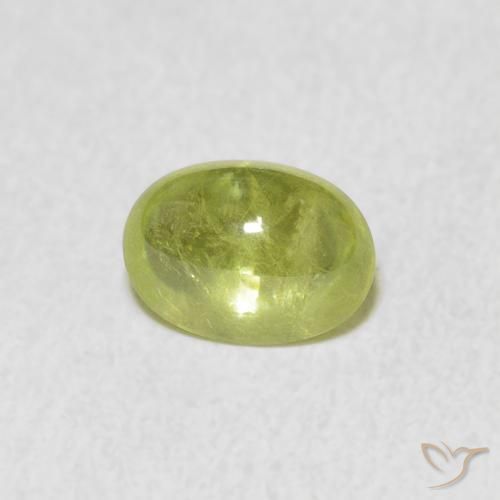1.40 ct Green Sphene Stone, Natural Sphene in Oval Cabochon Shape for Sale
