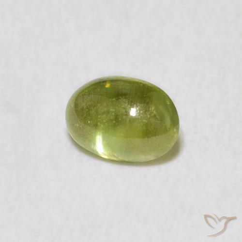 0.87 ct Green Sphene Stone, Natural Sphene in Oval Cabochon Shape for Sale