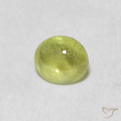 0.91 ct Green Sphene Stone, Natural Sphene in Oval Cabochon Shape for Sale