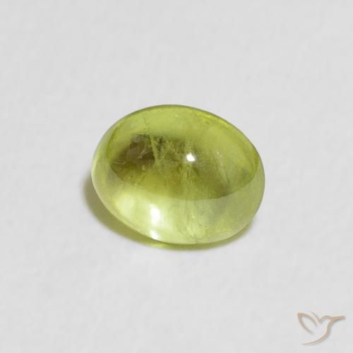 0.72 ct Green Sphene Stone, Natural Sphene in Oval Cabochon Shape for Sale