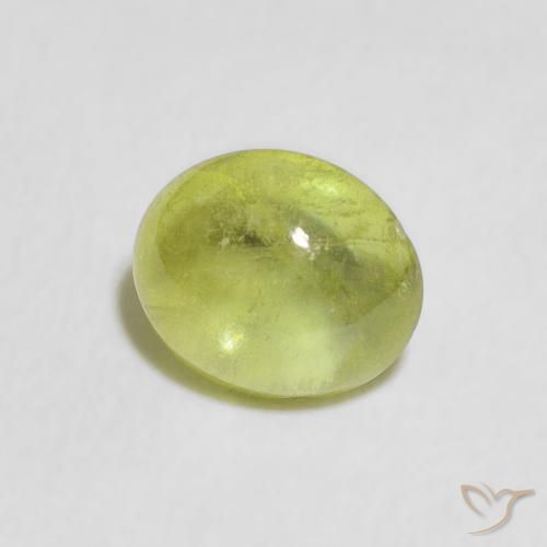 1.32 ct Green Sphene Stone, Natural Sphene in Oval Cabochon Shape for Sale