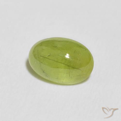 1.91 ct Green Sphene Stone, Natural Sphene in Oval Cabochon Shape for Sale