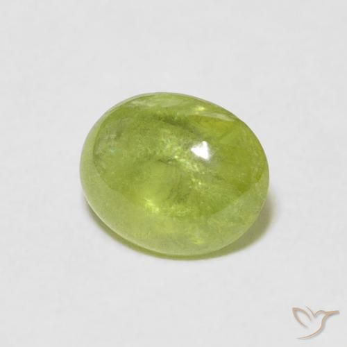 1.10 ct Green Sphene Stone, Natural Sphene in Oval Cabochon Shape for Sale