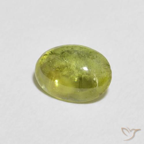 1.10 ct Green Sphene Stone, Natural Sphene in Oval Cabochon Shape for Sale
