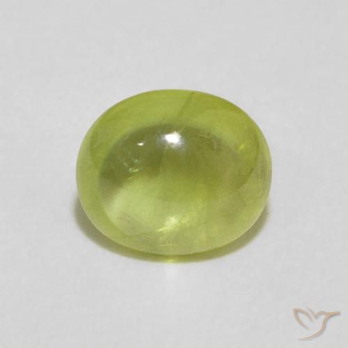 1.32 ct Green Sphene Gemstone, Sphene Gem in Oval Cabochon Shape for Sale.