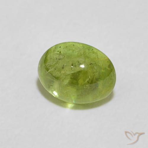 0.82 ct Green Sphene Stone, Natural Sphene in Oval Cabochon Shape for Sale