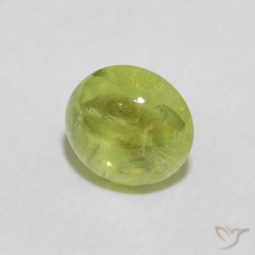 0.76 ct Green Sphene Stone, Natural Sphene in Oval Cabochon Shape for Sale