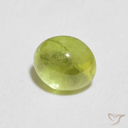 0.85 ct Green Sphene Stone, Natural Sphene in Oval Cabochon Shape for Sale