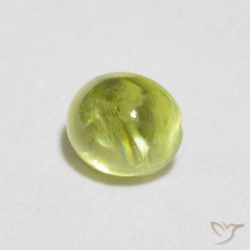 0.65 ct Green Sphene Stone, Natural Sphene in Oval Cabochon Shape for Sale