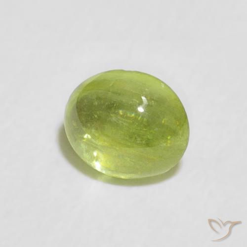 0.72 ct Green Sphene Stone, Natural Sphene in Oval Cabochon Shape for Sale