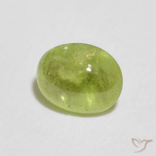 0.91 ct Green Sphene Stone, Natural Sphene in Oval Cabochon Shape for Sale