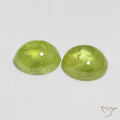 Sphene Gemstones in 6.9 x 5.9 mm Size for Sale, Sphene Stones in Lively Green Color