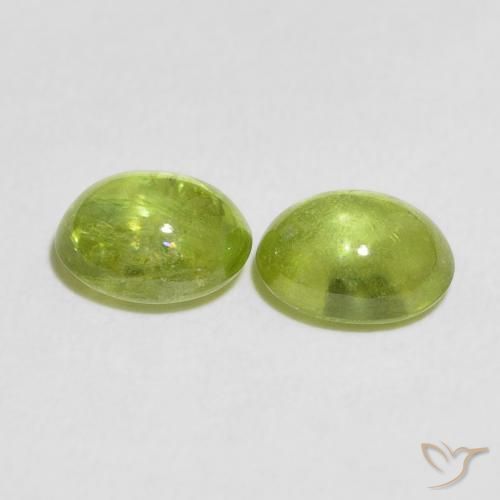 Sphene Gemstones in 7 x 5.7 mm Size for Sale, Sphene Stones in Medium Green Color