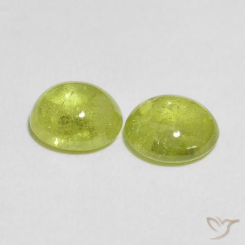 Sphene Gemstones in 6.8 x 6.1 mm Size for Sale, Sphene Stones in Olive Green Color