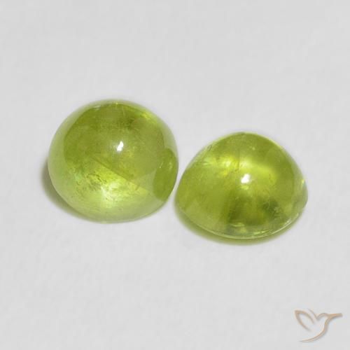 2.49 ctw Green Sphene Stones, Natural Sphene in Round Cabochon Shape for Sale