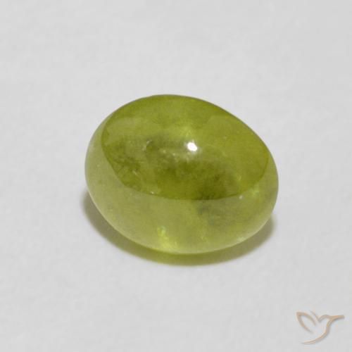 1.54 ct Green Sphene Stone, Natural Sphene in Oval Cabochon Shape for Sale
