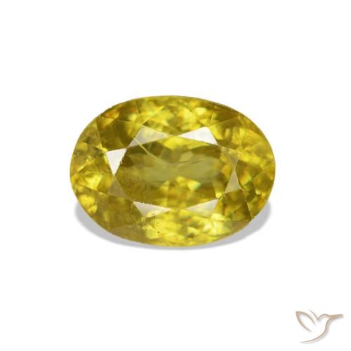 1.32 ct Yellow Sphene Gemstone, Sphene Gem in Oval Facet Shape for Sale.