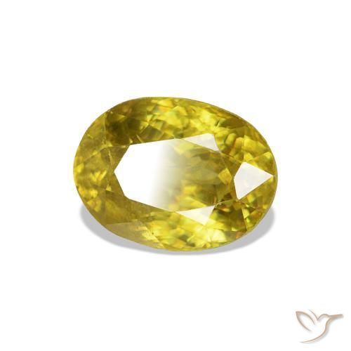 1.32 ct Yellow Sphene Stone, Natural Sphene in Oval Facet Shape for Sale