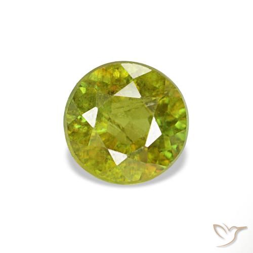 0.40 ct Green Sphene Gemstone, Sphene Gem in Round Facet Shape for Sale.