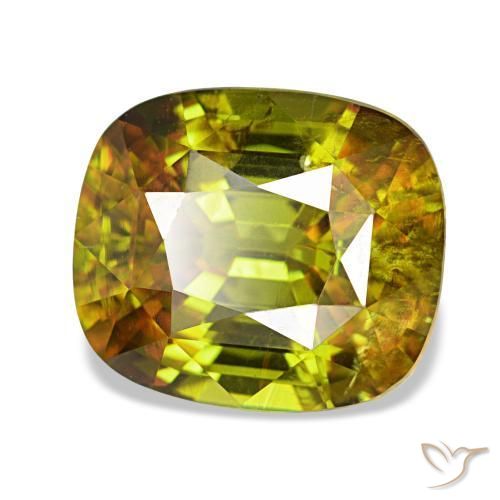 4.31 ct Green Sphene Stone, Natural Sphene in Cushion-Cut Shape for Sale