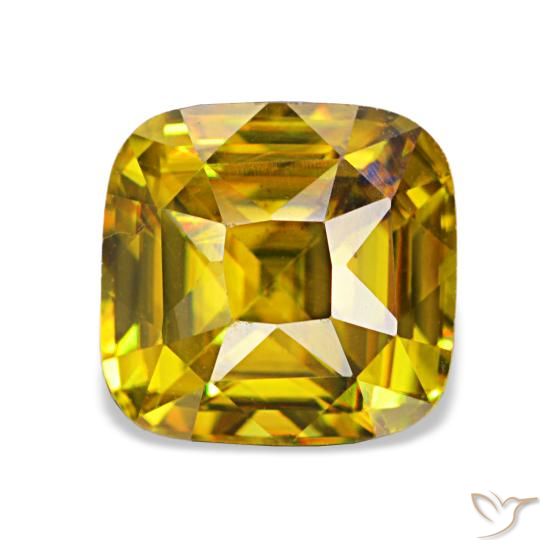 1.97 ct Golden Sphene Gemstone, Sphene Gem in Cushion-Cut Shape for Sale.