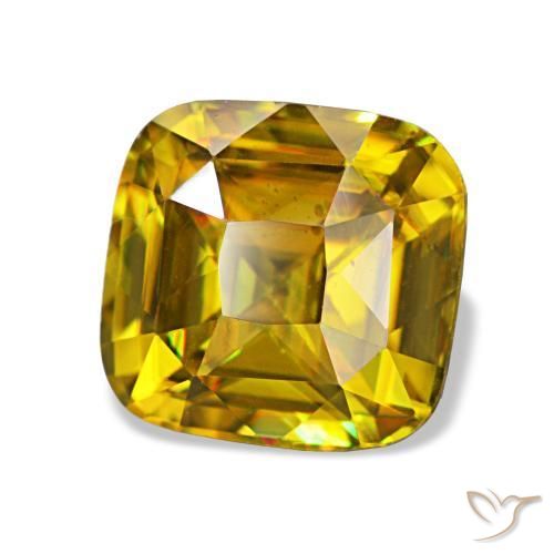 1.97 ct Golden Sphene Stone, Natural Sphene in Cushion-Cut Shape for Sale