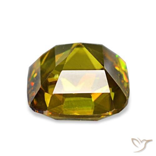Sphene Gemstone in 7 x 7 mm (calibrated) Size for Sale, Sphene Stone in Medium Gold Color