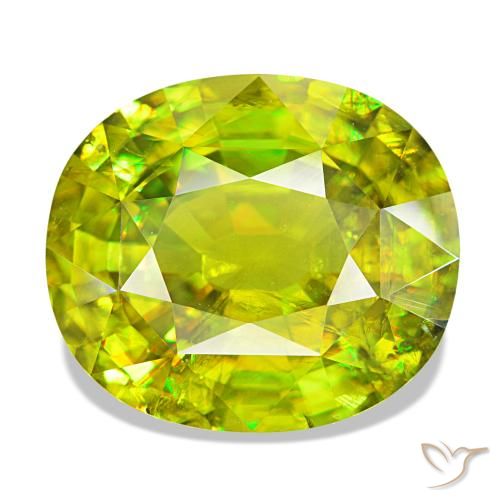 13.27 ct Green Sphene Gemstone, Sphene Gem in Oval Facet Shape for Sale.