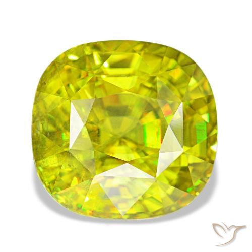 4.65 ct Green Sphene Gemstone, Sphene Gem in Cushion-Cut Shape for Sale.