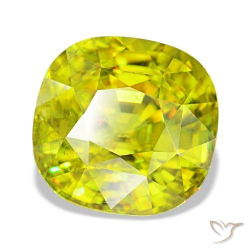 4.65 ct Green Sphene Stone, Natural Sphene in Cushion-Cut Shape for Sale