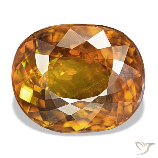 7.40 ct Orange Sphene Gemstone, Sphene Gem in Oval Facet Shape for Sale.