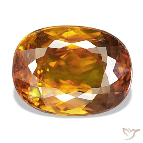 6.02 ct Orange Sphene Gemstone, Sphene Gem in Oval Facet Shape for Sale.