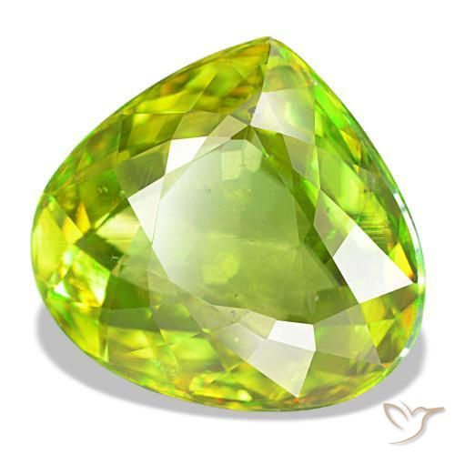 8.29 ct Green Sphene Stone, Natural Sphene in Pear Facet Shape for Sale