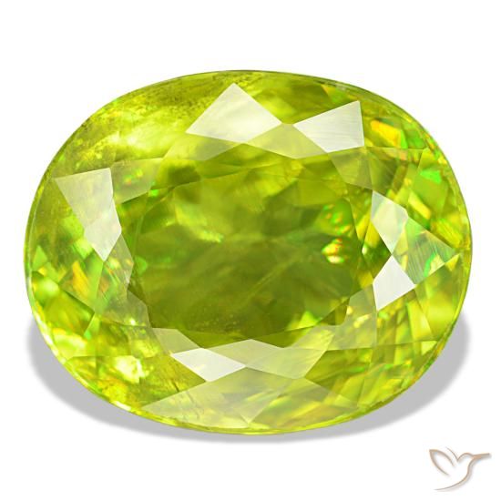 9.05 ct Green Sphene Gemstone, Sphene Gem in Oval Facet Shape for Sale.