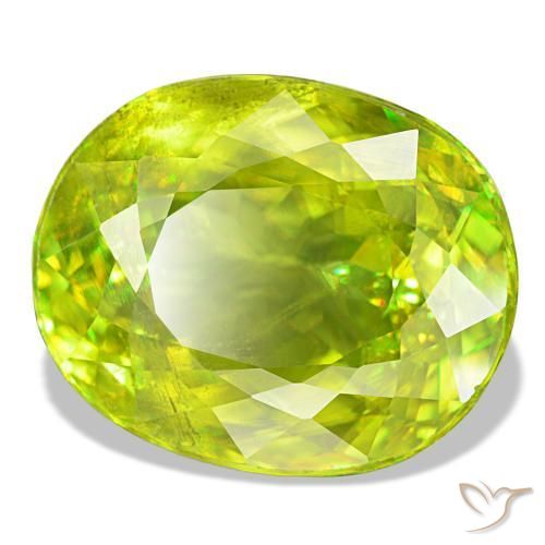 9.05 ct Green Sphene Stone, Natural Sphene in Oval Facet Shape for Sale