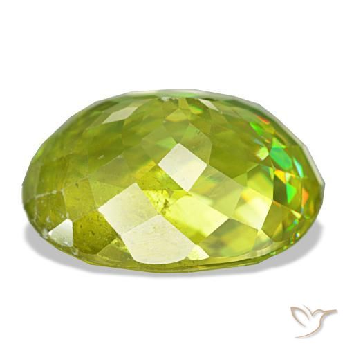 Sphene Gemstone in 13.9 x 11.3 mm Size for Sale, Sphene Stone in Bright Green Color