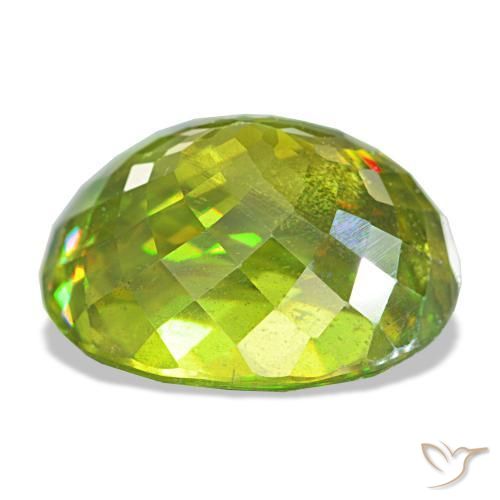 Sphene Gemstone in 13 x 11 mm (calibrated) Size for Sale, Sphene Stone in Yellowish Green Color