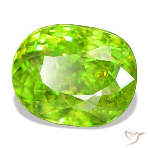 8.35 ct Green Sphene Stone, Natural Sphene in Oval Portuguese-Cut Shape for Sale