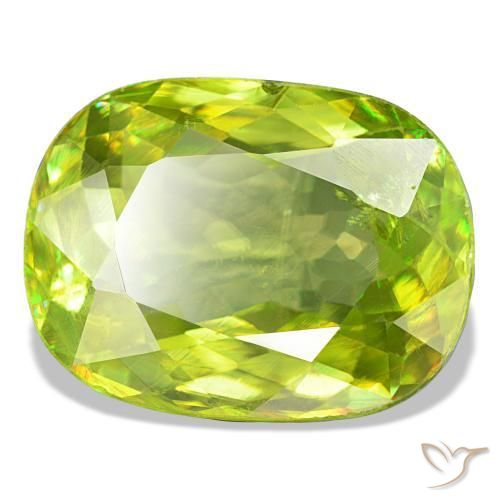 8.07 ct Green Sphene Stone, Natural Sphene in Cushion-Cut Shape for Sale